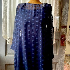 Masai 2 piece tunic length top or short dress. Sheer overlay polka dot ,